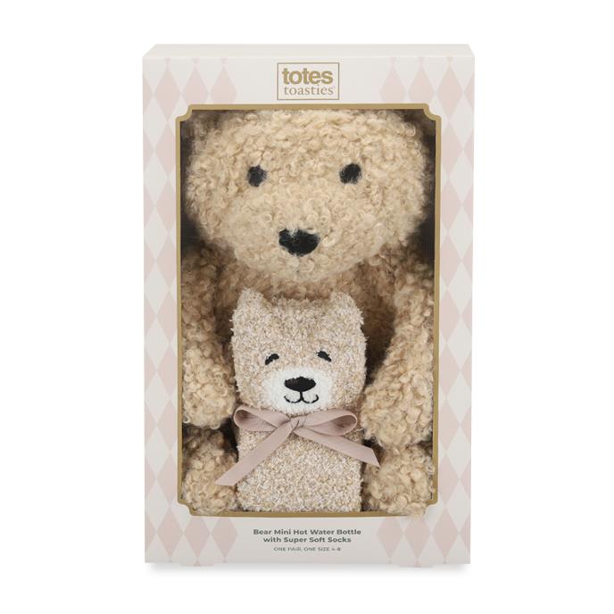 totes toasties® Womens Bear Mini Hot Water Bottle & Super Soft Socks Set  Beige Extra Image 8